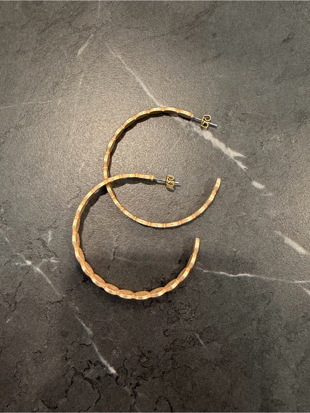 Gold Matte Texture Hoop Earrings